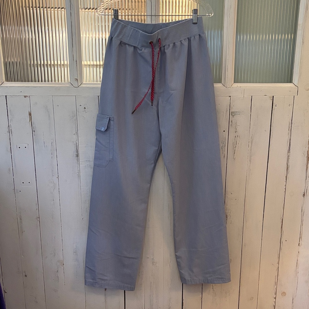 Jaanuu Slate Cargo Pants with Crimson Drawstring